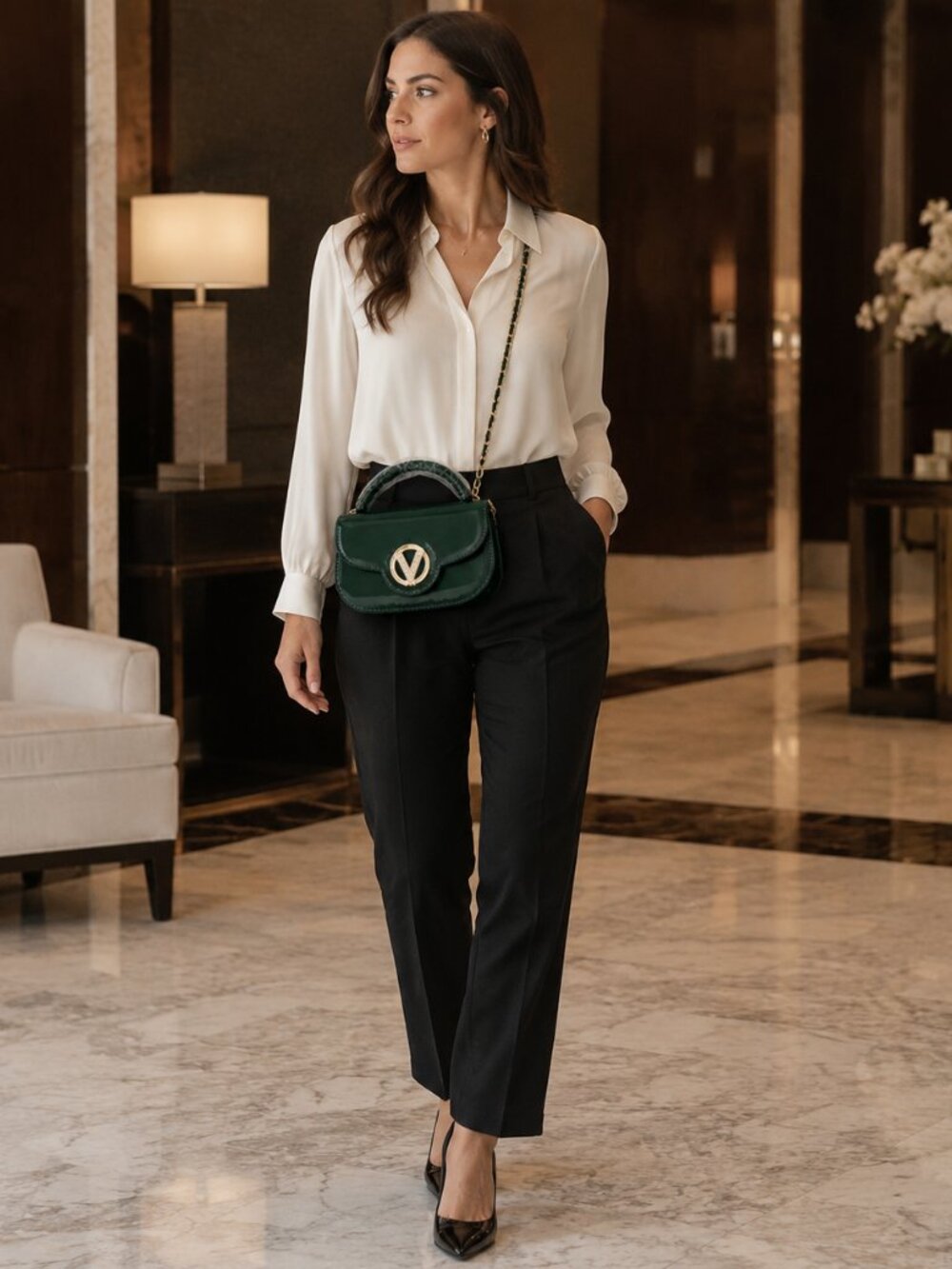 NWT Valentino Orlandi Forest Green Patent Crossbody Bag V-3020D